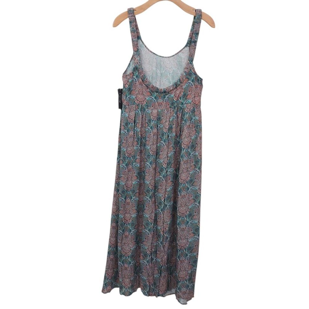 O'Neill Womens XS Green Floral Dreamer Printed Cover Up Midi Beach Dress Slits